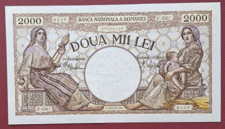Bancnote Romania - Romania, 2000 lei 1941, seria F.0302/0439/07530439, UNC-