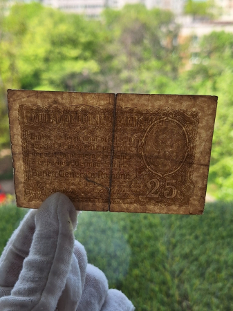 Romania 25 Bani 1917 B.G.R, Ocupatia Germana, seria F.18589290, circulata [3]