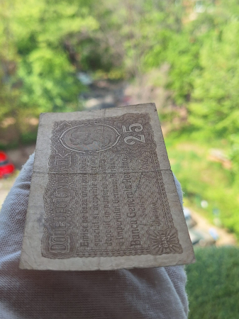 Romania 25 Bani 1917 B.G.R, Ocupatia Germana, seria F.18589290, circulata [5]
