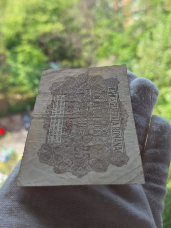Romania 25 Bani 1917 B.G.R, Ocupatia Germana, seria F.2477296, circulata [2]