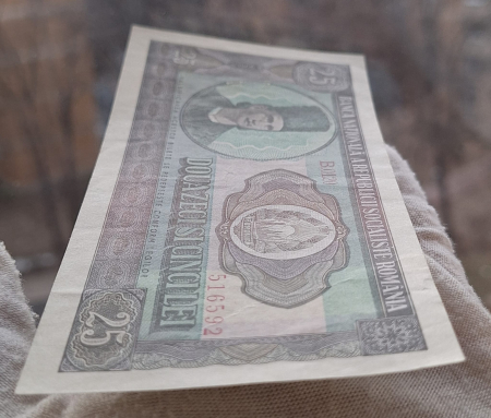 Romania 25 lei 1966, seria B.0120/516592, circulata [6]