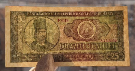 Romania 25 lei 1966, seria F.0119/231838, aproape necirculata [2]