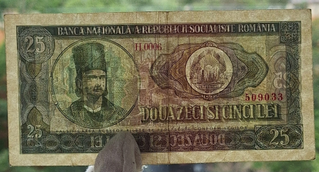 Romania 25 lei 1966, seria H.0006/509033, circulata [2]