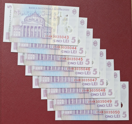 Bancnote Romania - Romania 2x 5 lei 2025, polimer, necirculate, avem si serii consecutive