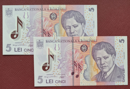 Romania 2x 5 lei 2025, polimer, necirculate, avem si serii consecutive [1]