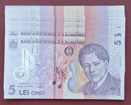 Bancnote - Romania 2x 5 lei 2026, polimer, UNC, semnatura Mugur Tolici