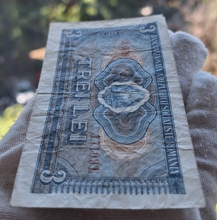 Romania 3 lei 1966, seria A.0009/171091, circulata [3]