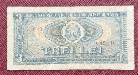 Bancnote Romania - Romania 3 lei 1966, seria C.0010/642436, circulata