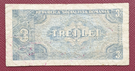 Romania 3 lei 1966, seria C.0010/642436, circulata [1]