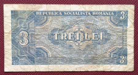 Romania 3 lei 1966, seria D.0010/649621, circulata [1]