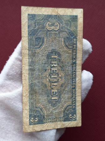 Romania 3 lei 1966, seria D.0010/649621, circulata [4]