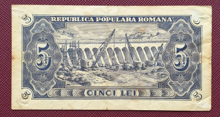 Romania, 5 lei 1952, seria m 44 / 234271, circulata, stare buna [1]