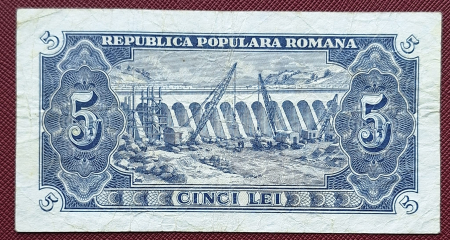 Romania, 5 lei 1952, seria n 59 / 315304, circulata, stare buna [1]