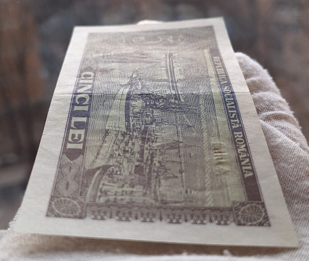 Romania 5 lei 1966, seria A.0159/579276, aproape necirculata [4]