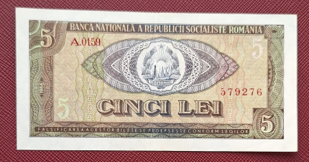Bancnote Romania - Romania 5 lei 1966, seria A.0159/579276, aproape necirculata