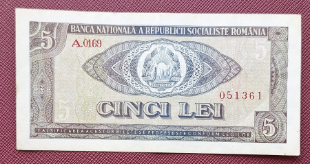 Bancnote Romania - Romania 5 lei 1966, seria A.0169/051361, stare buna