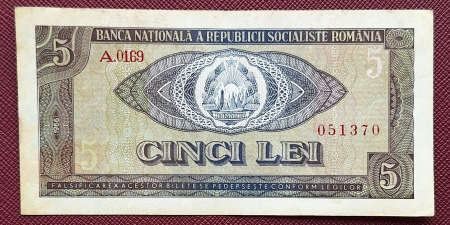 Bancnote Romania - Romania 5 lei 1966, seria A.0169/051370, circulata, stare buna