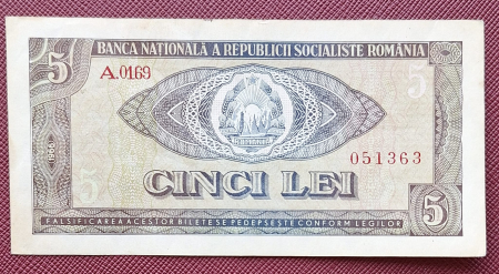 Bancnote Romania - Romania 5 lei 1966, seria A.0169/051363, circulata