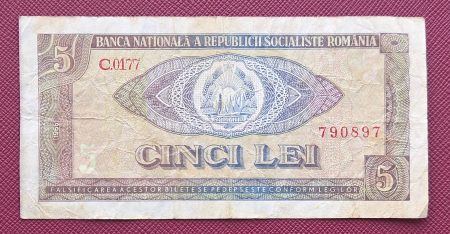 Bancnote Romania - Romania 5 lei 1966, seria C.0177/790897, circulata