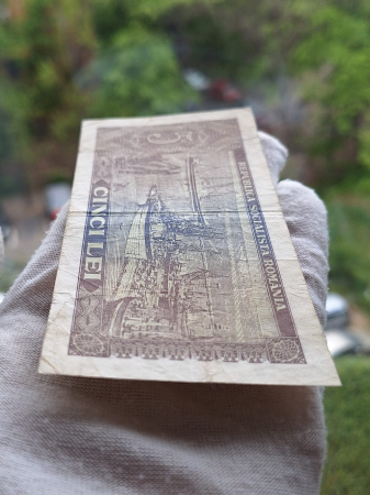 Romania 5 lei 1966, seria E.0150/516566, circulata [4]