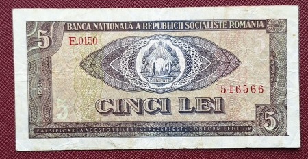 Bancnote Romania - Romania 5 lei 1966, seria E.0150/516566, circulata