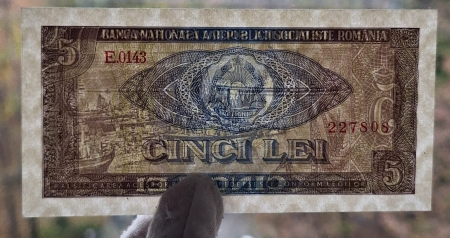 Romania 5 lei 1966, seria E.0143/227808, necirculata [2]