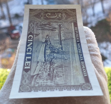 Romania 5 lei 1966, seria F.0160/446926, aproape necirculata [4]