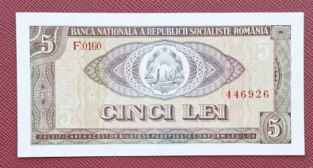 Romania 5 lei 1966, seria F.0160/446926, aproape necirculata [0]
