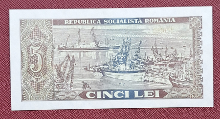 Romania 5 lei 1966, seria F.0160/446926, aproape necirculata [1]