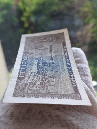 Romania 5 lei 1966, seria A.0143/595970, circulata, stare buna [3]