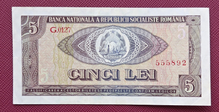 Bancnote - Romania 5 lei 1966, seria G.0127/555892, circulata, stare buna