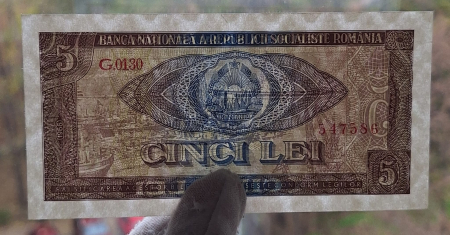 Romania 5 lei 1966, seria G.0130/547586, necirculata [2]