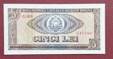 Bancnote Romania - Romania 5 lei 1966, seria G.0130/547586, necirculata