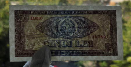 Romania 5 lei 1966, seria D.0100/457891, aproape necirculata [2]