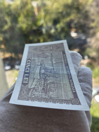 Romania 5 lei 1966, seria D.0100/457891, aproape necirculata [3]