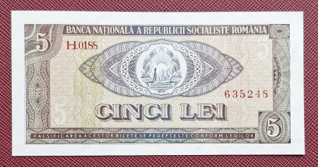 Bancnote Romania - Romania 5 lei 1966, seria H.0188/635248, necirculata