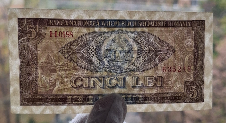 Romania 5 lei 1966, seria H.0188/635248, necirculata [2]