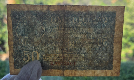 Romania 50 Bani 1917 B.G.R, Ocupatia Germana, circulata [2]