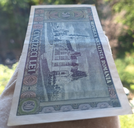 Romania 50 lei 1966, seria H.0054/974914, aproape necirculata [3]