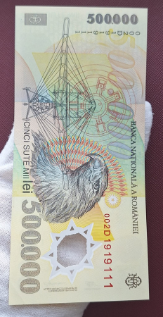 Romania, 500,000 lei 2000 polimer, semnatura Ghizari, seria 002D1919111, Aunc [4]