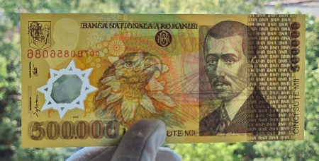 Romania, 500,000 lei 2000 polimer, semnatura Ghizari, seria 007B0856086, stare buna [4]