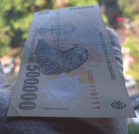 Romania, 500,000 lei 2000 polimer, semnatura Ghizari, seria 002D1919111, Aunc [6]