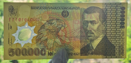 Romania, 500,000 lei 2000 polimer, semnatura Ghizari, seria 002D1919111, Aunc [2]