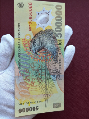 Romania, 500,000 lei 2000 polimer, semnatura Ghizari, seria 007B0856086, stare buna [6]