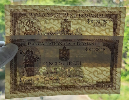 Romania 500 lei 1940, lot 5 bancnote serie consecutiva, UNC [8]
