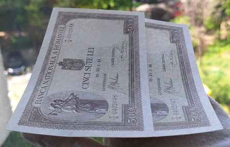 Romania 500 lei 1940, lot 5 bancnote serie consecutiva, UNC [6]