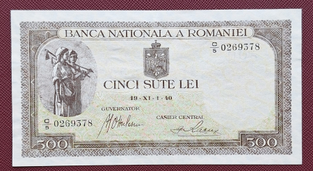Bancnote Romania - Romania 500 lei 1940, seria C/5 0269378, aproape necirculata
