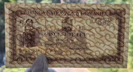 Romania 500 lei 1940, seria C/5 0269378, aproape necirculata [2]