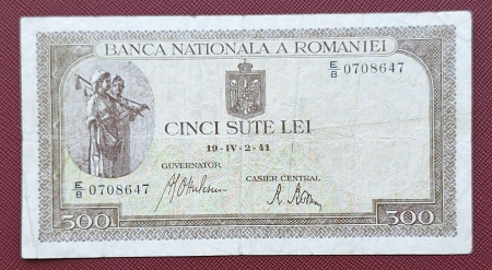 Bancnote Romania - Romania 500 lei 1941, seria E/8 0708647, circulata
