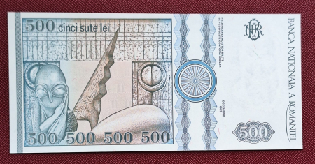 Romania, 500 lei 1992 Constantin Brancusi, filigran fata, mai rara, UNC [1]